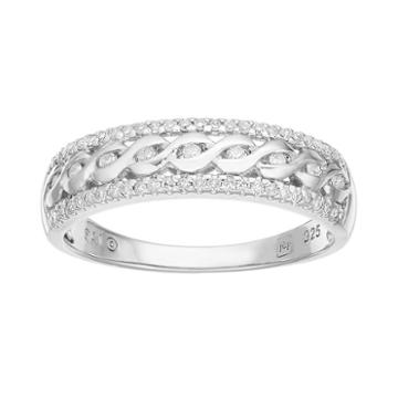 Promise Love Forever 1/4 Carat T.w. Sterling Silver Braided Ring, Women's, Size: 5, White