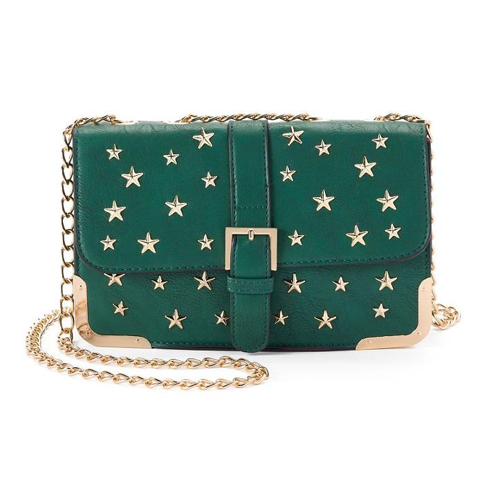 Kiss Me Couture Star Studded Crossbody Bag, Women's, Green