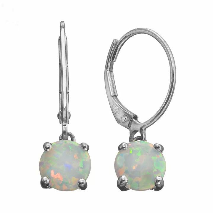 Lab-created Opal Sterling Silver Drop Earrings, Women's, White