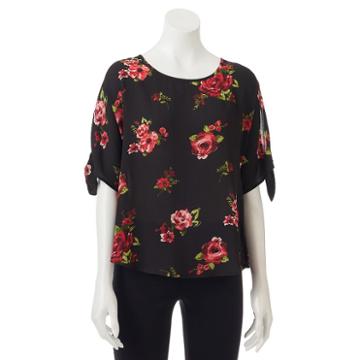 Juniors' Live To Be Spoiled Tie-sleeve Top, Teens, Size: Xs, Black