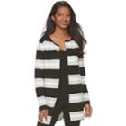Women's Elle&trade; Striped Long Cardigan, Size: Xl, Black