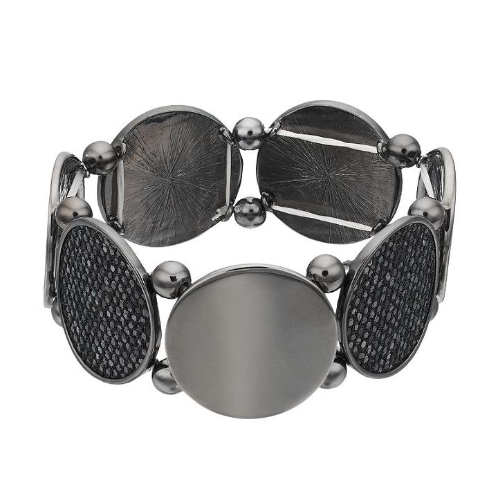 Round Link Stretch Bracelet, Women's, Black