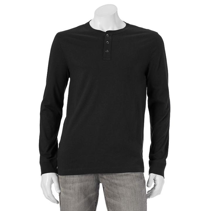 Men's Sonoma Goods For Life&trade; Modern-fit Everyday Henley, Size: Large, Black