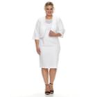 Plus Size Maya Brooke Embellished Jacket & Dress Set, Women's, Size: 16 W, White