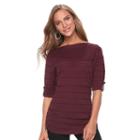 Women's Apt. 9&reg; Shadow-stripe Ruched Sweater, Size: Xl, Dark Brown