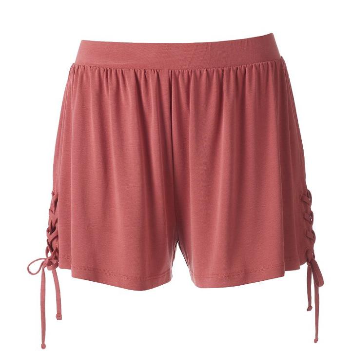 Juniors' Mudd&reg; Lace-up Side Shortie Shorts, Teens, Size: Large, Brt Pink
