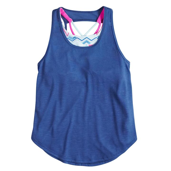Girls 7-16 So&reg; Strappy Tank Top With Built-in Bra, Size: 12, Light Blue