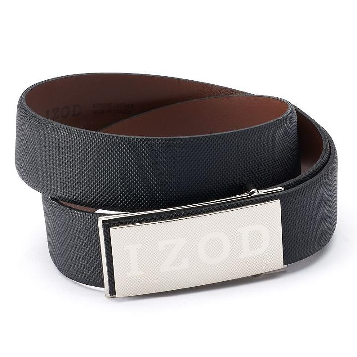 Men's Izod Logo Plaque Golf Belt, Size: 46, Black
