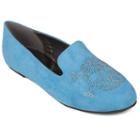 Journee Collection Messina Women's Studded Smoking Flats, Girl's, Size: 7, Blue