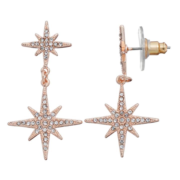 Lc Lauren Conrad Runway Collection Starburst Double Drop Earrings, Women's, Pink Other