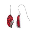 Tori Hill Sterling Silver Marcasite & Red Glass Oval Drop Earrings, Women's