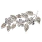 Simulated Crystal Leafy Branch Pin, Women's, Silver