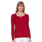 Women's Croft & Barrow&reg; Ribbed Crisscross Sweater, Size: Xl, Dark Red