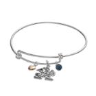 Fiora Sterling Silver Notre Dame Fighting Irish Charm Bangle Bracelet, Women's, Blue