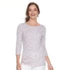 Women's Croft & Barrow&reg; Button-shoulder Boatneck Tee, Size: Xs, Med Blue