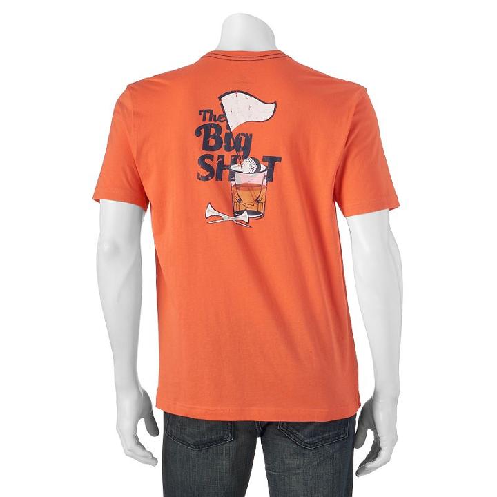 Men's Caribbean Joe Back-print The Big Shot Tee, Size: Xl, Med Orange