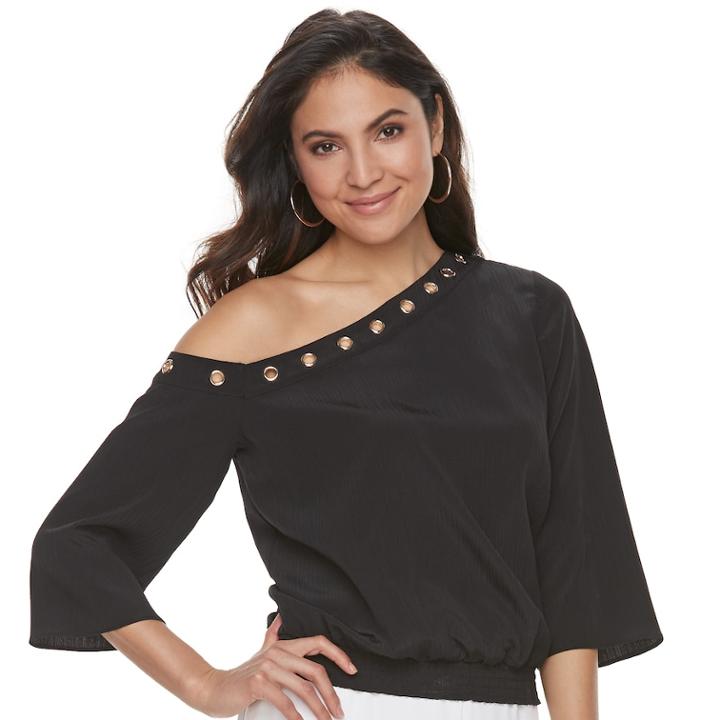 Women's Jennifer Lopez One-shoulder Crepe Top, Size: Xs, Black