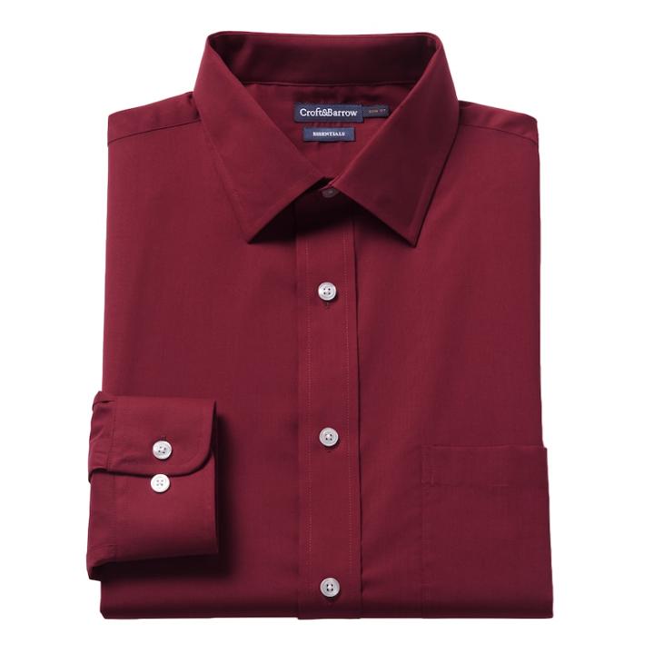 Men's Croft & Barrow&reg; Slim-fit Easy Care Spread-collar Dress Shirt, Size: 18-34/35, Red