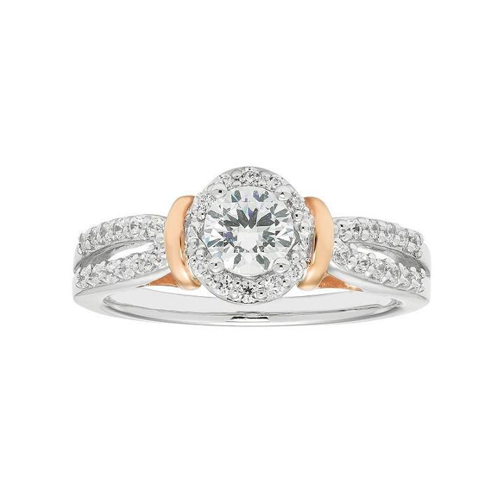 Boston Bay Diamonds Two Tone 14k Gold 3/4 Carat T.w. Igl Certified Diamond Halo Engagement Ring, Women's, Size: 8.50, White