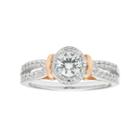 Boston Bay Diamonds Two Tone 14k Gold 3/4 Carat T.w. Igl Certified Diamond Halo Engagement Ring, Women's, Size: 8.50, White