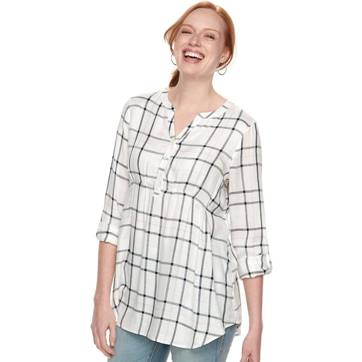 Maternity A:glow Pintuck Blouse, Women's, Size: M-mat, Natural
