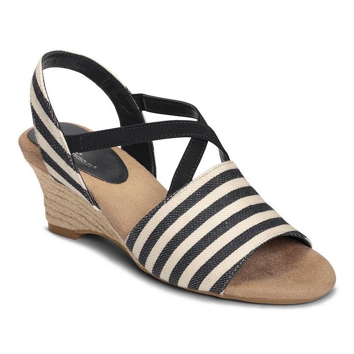 A2 By Aerosoles Boyzenberry Women's Nautical Wedge Sandals, Size: Medium (8), Blue (navy)