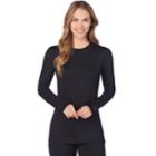 Women's Cuddl Duds Far-infrared Enhance Long Sleeve Crew, Size: Large, Black