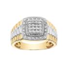 Lovemark Men's Two Tone 10k Gold 1/4 Carat T.w. Certified Diamond Square Halo Wedding Band, Size: 9, White