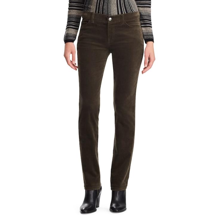 Women's Chaps Stretch Corduroy Staight-leg Pants, Size: 12 T/l, Green