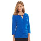 Ab Studio Ruched Keyhole Top - Women's, Size: Regular, Brt Blue