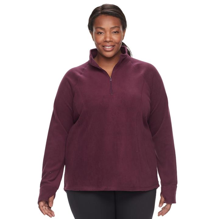 Plus Size Tek Gear Microfleece 1/4-zip Pullover Top, Women's, Size: 1xl, Drk Purple
