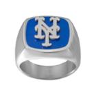 Men's Stainless Steel New York Mets Ring, Size: 10, Silver
