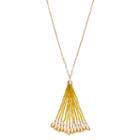 Yellow Seed Bead Long Tassel Necklace, Women's