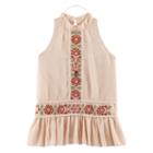 Girls 7-16 Miss Chievous Embroidered Chiffon Peplum Top With Necklace, Girl's, Size: Xl, Beig/green (beig/khaki)