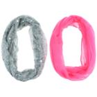 Girls 7-14 2-pack Kitty Cat & Solid Loop Infinity Scarves, Dark Grey