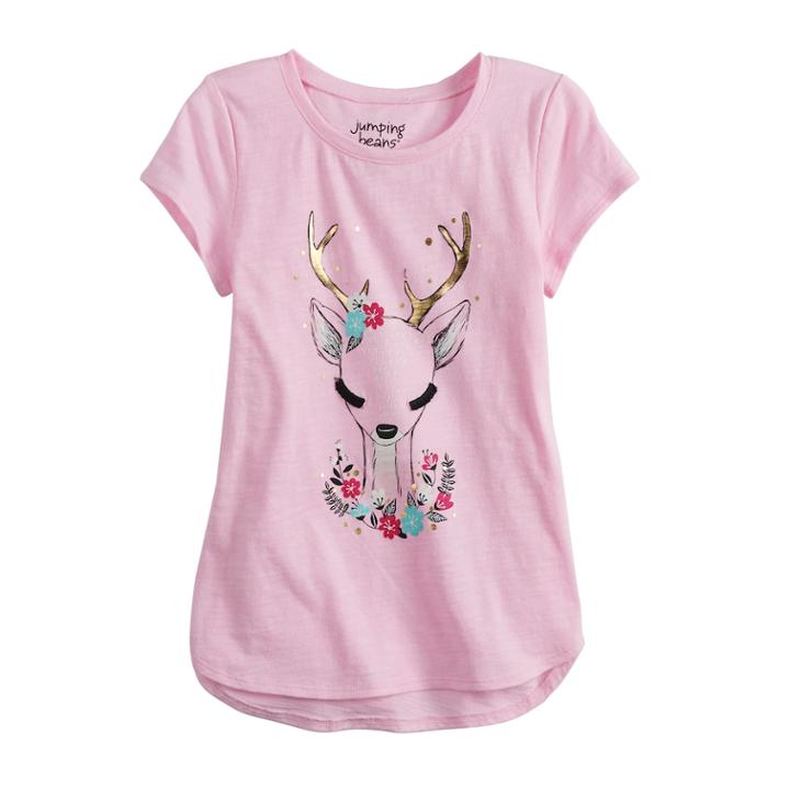 Girls 4-12 Jumping Beans&reg; Embellished Graphic Short-sleeve Tee, Size: 7, Light Pink