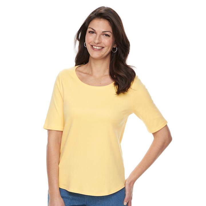 Women's Croft & Barrow&reg; Essential Elbow Sleeve Tee, Size: Xs, Gold