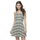 Juniors' Candie's&reg; Chevron Skater Dress, Girl's, Size: Large, Green Oth