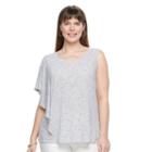 Plus Size Apt. 9&reg; Striped One-shoulder Top, Women's, Size: 2xl, White