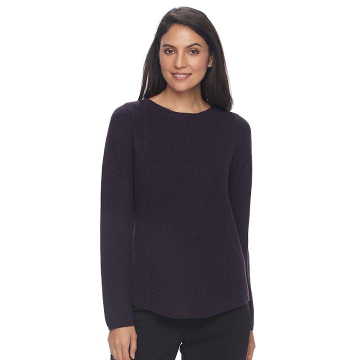 Women's Croft & Barrow&reg; Pointelle Sweater, Size: Medium, Drk Purple