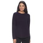 Women's Croft & Barrow&reg; Pointelle Sweater, Size: Medium, Drk Purple