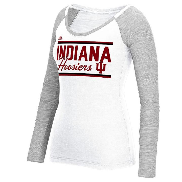 Women's Adidas Indiana Hoosiers Double Color Tee, Size: Medium, White