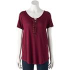 Juniors' Pink Republic Lace-up Swing Tee, Teens, Size: Xl, Brt Red