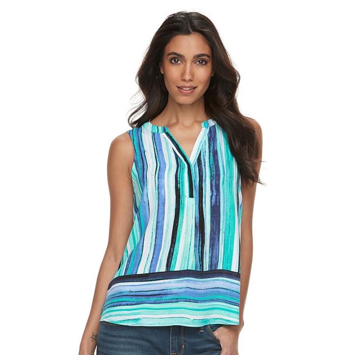 Petite Apt. 9&reg; Sleeveless Popover Top, Women's, Size: M Petite, Turquoise/blue (turq/aqua)