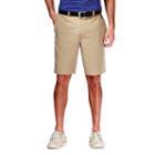 Men's Haggar&reg; Cool 18&reg; Plain-front Microfiber Performance Shorts, Size: 33, Dark Beige