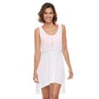 Women's Beach Scene Pleated Cover-up, Size: Medium, White