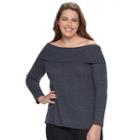Plus Size Apt. 9&reg; Ribbed Off-the-shoulder Top, Women's, Size: 1xl, Blue