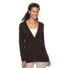 Women's Croft & Barrow&reg; V-neck Button-down Cardigan, Size: Large, Dark Brown
