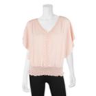 Juniors' Iz Byer Crochet Flutter Sleeve Top, Teens, Size: Medium, Light Pink