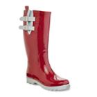 Henry Ferrera Black Stone Women's Water-resistant Rain Boots, Size: 10, Red